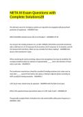 NETA III Exam Questions with Complete Solutions