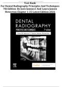 TEST BANK FOR DENTAL RADIOGRAPHY PRINCIPLES AND TECHNIQUES 7TH EDITION BY JOEN IANNUCCI AND LAURA JANSEN HOWERTON CHAPTER 1-35 LATEST EDITION 2026