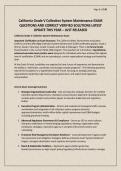 California Grade V Collection System Maintenance EXAM QUESTIONS AND CORRECT VERIFIED SOLUTIONS LATEST UPDATE THIS YEAR &ndash; JUST RELEASED&period;pdf&NewLine;&NewLine;