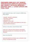 CDCR MAJOR 1 EXAM 2026-2027 NEWEST &NewLine;VERSION WITH COMPLETE QUESTIONS &NewLine;AND CORRECT DETAILED ANSWERS&vert;&vert; &NewLine;VERIFIED 100&percnt; &vert;&vert; LATEST UPDATE FOR &NewLine;FINAL EXAM  