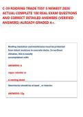 C-39 ROOFING TRADE TEST 5 NEWEST 2026 &NewLine;ACTUAL COMPLETE 100 REAL EXAM QUESTIONS &NewLine;AND CORRECT DETAILED ANSWERS &lpar;VERIFIED &NewLine;ANSWERS&rpar; ALREADY GRADED A&plus;&period;