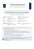 ATI Mental Health Proctored Practice Exam  ATI Nursing Education &lpar;Latest 2026&sol;2027 Update&rpar; &vert; Complete Q&A with Verified Answers and Detailed Rationales &vert; Psychiatric Nursing &vert; A&plus; Graded