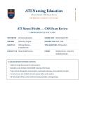 ATI Mental Health CMS Exam Review &ndash; Comprehensive Guide &lpar;Latest 2026&sol;2027 Update&rpar; &vert; Complete Q&A with Verified Answers and Detailed Rationales &vert; Psychiatric Nursing&comma; Therapeutic Communication &vert; ATI Nursing Education