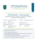ATI Mental Health Final Examination &ndash; ATI Nursing Education &lpar;Latest 2026&sol;2027 Update&rpar; &vert; Comprehensive Review with Verified Q&A and Detailed Rationales &vert; Psychiatric Nursing&comma; Therapeutic Communication &vert; A&plus; Graded