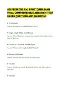 ATI PEDIATRIC CMS PROCTORED EXAM &NewLine;FINAL COMPREHENSIVE ASSESSMENT TEST &NewLine;PAPER QUESTIONS AND SOLUTIONS
