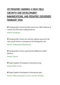ATI PEDIATRIC NURSING 4 HIGH-YIELD &NewLine;GROWTH AND DEVELOPMENT&comma; &NewLine;IMMUNIZATIONS&comma; AND PEDIATRIC DISORDERS &NewLine;SUMMARY 2026 