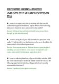 ATI PEDIATRIC NURSING 4 PRACTICE &NewLine;QUESTIONS WITH DETAILED EXPLANATIONS &NewLine;2026