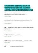 GIA DIAMOND ESSENTIALS EXAMS SET&NewLine;VERIFIED QUESTIONS AND ACCURATE&NewLine;ANSWERS COMPLETE PREPARATION FILE