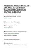 PROFESSIONAL NURSING CONCEPTS AND&NewLine;CHALLENGES 2026 CERTIFICATION&NewLine;EVALUATION TEST PAPER QUESTIONS&NewLine;SOLUTIONS GRADED A PLUS