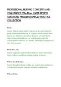 PROFESSIONAL NURSING CONCEPTS AND&NewLine;CHALLENGES 2026 FINAL PAPER REVIEW&NewLine;QUESTIONS ANSWERS BUNDLED PRACTICE&NewLine;COLLECTION