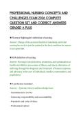 PROFESSIONAL NURSING CONCEPTS AND&NewLine;CHALLENGES EXAM 2026 COMPLETE&NewLine;QUESTION SET AND CORRECT ANSWERS&NewLine;GRADED A PLUS