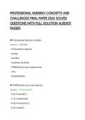 PROFESSIONAL NURSING CONCEPTS AND&NewLine;CHALLENGES FINAL PAPER 2026 SOLVED&NewLine;QUESTIONS WITH FULL SOLUTION ALREADY&NewLine;PASSED&NewLine;