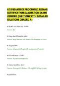 ATI PEDIATRICS PROCTORED RETAKE &NewLine;CERTIFICATION EVALUATION EXAMS &NewLine;VERIFIED QUESTIONS WITH DETAILED &NewLine;SOLUTIONS GRADED A&plus;