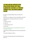 ATI PEDS RETAKE CERTIFICATION &NewLine;EVALUATION EXAMS WITH WELL &NewLine;ELABORATED ANSWERS 100 PERCENT &NewLine;CORRECT FULL SOLUTION ALREADY &NewLine;PASSED