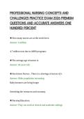 PROFESSIONAL NURSING CONCEPTS AND&NewLine;CHALLENGES PRACTICE EXAM 2026 PREMIUM&NewLine;QUESTIONS AND ACCURATE ANSWERS ONE&NewLine;HUNDRED PERCENT