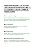 PROFESSIONAL NURSING CONCEPTS AND&NewLine;CHALLENGES REVIEW PAPER 2026 COMPLETE&NewLine;QUESTIONS WITH EXPERT SOLUTIONS AND&NewLine;MARKING SCHEME