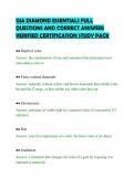 GIA DIAMOND ESSENTIALS FULL&NewLine;QUESTIONS AND CORRECT ANSWERS&NewLine;VERIFIED CERTIFICATION STUDY PACK