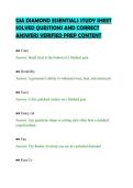 GIA DIAMOND ESSENTIALS STUDY SHEET&NewLine;SOLVED QUESTIONS AND CORRECT&NewLine;ANSWERS VERIFIED PREP CONTENT