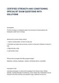 CERTIFIED STRENGTH AND CONDITIONING SPECIALIST EXAM QUESTIONS WITH SOLUTIONS