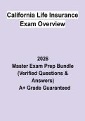 California Life Insurance Exam Overview &vert; Questions & Answers&comma; Comprehensive Study Guide&comma; Practice Test & Revision Notes &vert; Latest 2026 PDF