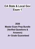 CA State & Local Gov Exam 1 &vert; Questions & Answers&comma; Comprehensive Study Guide&comma; Practice Test & Revision Notes &vert; Latest 2026 PDF