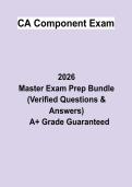 CA Component Exam &vert; Questions & Answers&comma; Comprehensive Study Guide&comma; Practice Test & Revision Notes &vert; Latest 2026 PDF