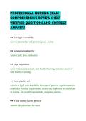 PROFESSIONAL NURSING EXAM 1&NewLine;COMPREHENSIVE REVIEW SHEET&NewLine;VERIFIED QUESTIONS AND CORRECT&NewLine;ANSWERS