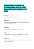 GIZMOS STUDENT EXPLORATION&NewLine;UPDATED ACTUAL QUESTIONS AND&NewLine;CORRECT ANSWERS COMPLETE STUDY&NewLine;GUIDE
