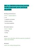 GMS 522 CERTIFICATION EVALUATION&NewLine;TESTED QUESTIONS WITH DETAILED&NewLine;SOLUTIONS