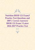 Nutrition BIOD 121 Exam3 Practice Test Questions and 100&percnt; Correct Answers&sol; Portage BIOD 121 Exam 3 Latest 2026-2027 Practice Test  