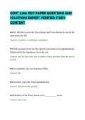 GOVT 2306 TEST PAPER QUESTIONS AND&NewLine;SOLUTIONS EXPERT VERIFIED STUDY&NewLine;CONTENT&NewLine;