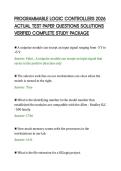 PROGRAMMABLE LOGIC CONTROLLERS 2026&NewLine;ACTUAL TEST PAPER QUESTIONS SOLUTIONS&NewLine;VERIFIED COMPLETE STUDY PACKAGE