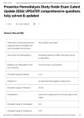 Fresenius Hemodialysis Study Guide Exam &lpar;Latest Update 2026&rpar; UPDATE&excl;&excl; comprehensive questions fully solved & updated&NewLine;&NewLine;
