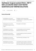 Ophthalmic Surgical Assistant EXAM&comma; &sol;GET IT 100&percnt; ACCURATE&excl;&excl; 2026&excl;&excl; MOST TESTED QUESTIONS AND VERIFIED SOLUTIONS&NewLine;&NewLine;