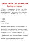 Louisiana Personal Lines Insurance Exam Newest 2026 Actual Questions and Correct Answers &lpar;Latest 2026 &sol; 2027 Update&rpar; Graded A&plus; 100&percnt; Guarantee Verified by Experts
