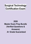 Surgical Technology Certification Exam &vert; Questions & Answers&comma; Comprehensive Study Guide&comma; Practice Test & Revision Notes &vert; Latest 2026 PDF