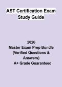 AST Certification Exam Study Guide &vert; Questions & Answers&comma; Comprehensive Study Guide&comma; Practice Test & Revision Notes &vert; Latest 2026 PDF