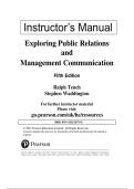 Solution Manual For Exploring Public Relations and Management Communication&comma; 5th edition Ralph Tench  Stephen Waddington