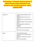 Introduction to Physical Science-Section 2&NewLine;Latest Premium Exam Questions and&NewLine;Answers with Verified Solutions &vert; Latest&NewLine;Updated 2026
