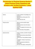 Introduction to Physical Science-Section 1&NewLine;Latest Premium Exam Questions and&NewLine;Answers with Verified Solutions &vert; Latest&NewLine;Updated 2026