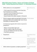 D265 WGU Critical Thinking - Reason and Evidence Study Guide - Verified Questions and Answers - A&plus; Guaranteed Success