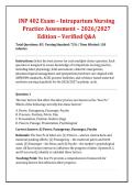 INP 402 Exam &ndash; Intrapartum Nursing &NewLine;Practice Assessment &ndash; 2026&sol;2027 &NewLine;Edition &ndash; Verified Q&A 