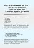 NURS 300 Pharmacology Unit Exam 1 2026&sol;2027 &vert; Newly Released &vert; Actual Exam &vert; SDSU &vert; 50 Q&A with Expert Rationales &vert; Guaranteed Pass - A&plus; Graded&NewLine;&NewLine;