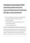 Field Medical Training Battalion &lpar;FMTB&rpar; &NewLine;Examination Questions And Correct &NewLine;Answers &lpar;Verified Answers&rpar; Plus Rationales &NewLine;2027 Q&A &vert; Instant Download Pdf 