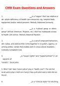 2026 CHW Exam Actual Questions and Correct Answers &lpar;Latest 2026 &sol; 2027 Update&rpar; Graded A&plus; 100&percnt; Guarantee Verified by Experts