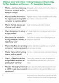 Effective Study and Critical Thinking Strategies in Psychology - Verified Questions and Answers - A&plus; Guaranteed Success