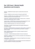 Nur 125 Exam 1 Mental Health Questions and Answers