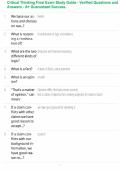 Critical Thinking Final Exam Study Guide - Verified Questions and Answers - A&plus; Guaranteed Success