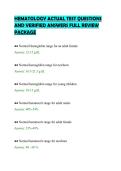 HEMATOLOGY ACTUAL TEST QUESTIONS&NewLine;AND VERIFIED ANSWERS FULL REVIEW&NewLine;PACKAGE