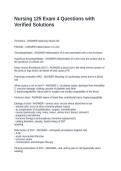 Nursing 125 Exam 4 Questions with Verified Solutions